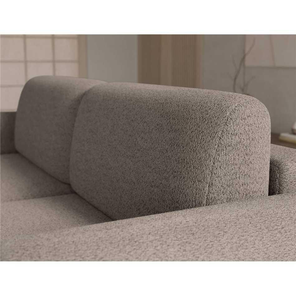 Corner sofa Elcossta R, sleeping function, Royal 20, boucle, brown, H95x244x154cm