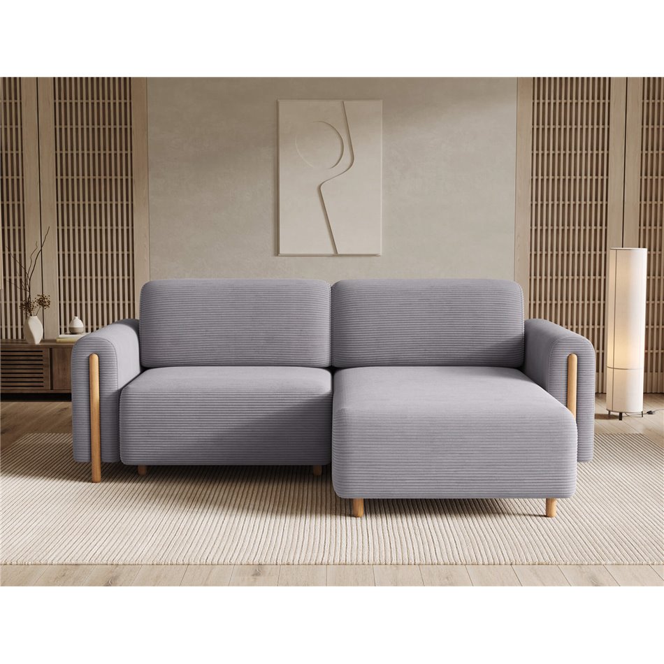 Corner sofa Elcossta R, sleeping function, Jarell 03, corduroy, grey, H95x244x154cm