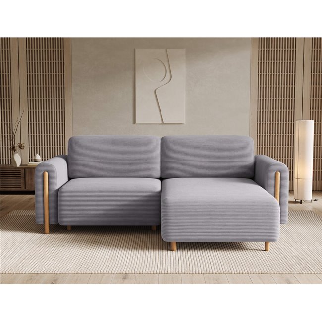 Corner sofa Elcossta R, sleeping function, Jarell 03, corduroy, grey, H95x244x154cm