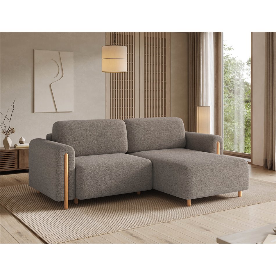 Corner sofa Elcossta R, sleeping function, Royal 20, boucle, brown, H95x244x154cm