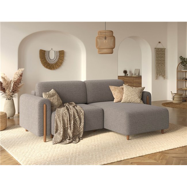 Corner sofa Elcossta R, sleeping function, Royal 20, boucle, brown, H95x244x154cm