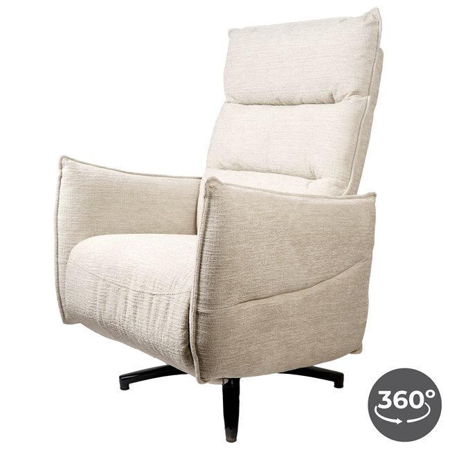 Electric recliner Amandy Kansas 4 natural K, 2 motors, cream, rotatable 360 degrees, H74-110x76x90-158cm, seat height 40-51cm