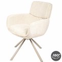 Dinning chair Lappi, rotatable 180 degrees, taupe/ivory, H86x65x61cm, seat height 50.5cm 