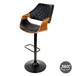 Барный стул Sandhaugt black 031, вращающийся на 360 градусов, ореховый цвет/черный, H96-118x54x54cm, высота сиденья 62-84cm