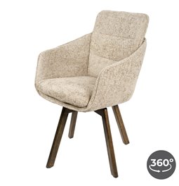 Dining chair Sarroka, brown/taupe, rotatable 360 degrees, H87x57x59.5cm, seat height 50cm