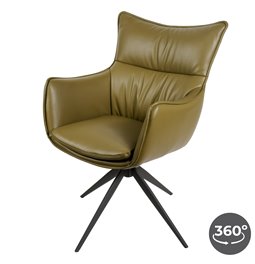 Pusdienu krēsls Saktago 3, olīvu krasā, grozāms 360 grādos, H93.5x62x62cm, sēdvirsmas augstums 48.5cm