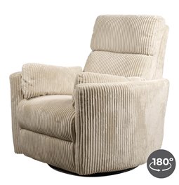 Electric recliner/rocking chair Hoka 01, beige, rotatable 180 degrees, H89-106x101x98-168cm, seat height 50-57cm