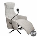 Electric recliner Olivy 112, 2 motors, gray-white, rotatable 360 degrees, H86-115x76x74-171cm, seat height 44-48cm