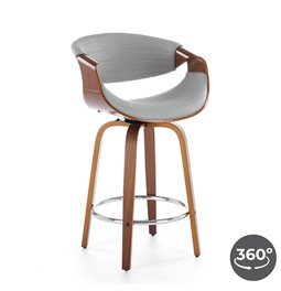 Bāra krēsls Heija H123, grozāms 360 grādos, pelēks, H91x55x51, sēdvirsmas augstums 63cm