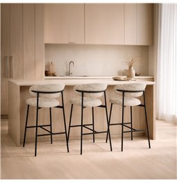 Bar chair Landsem 1038-3, beige grey, H104x52x50.5cm, seat height 75cm