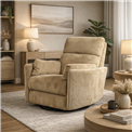 Electric recliner/rocking chair Hoka 02, light brown, rotatable 180 degrees, H89-106x101x98-168cm, seat height 50-57cm