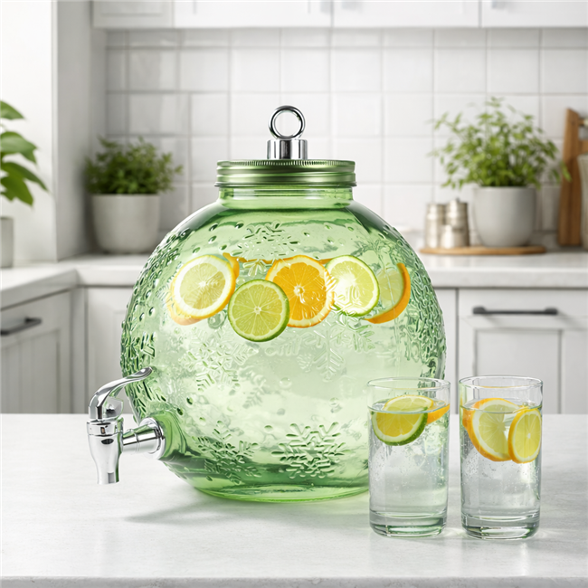 Dzērienu dozators Ziemassvētku bumba 5.7 L green, H28x23x26.5cm