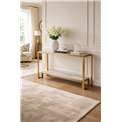 Console table Eda ST, stainless steel/glass, champagne gold color/clear, H78x150x45cm