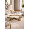 Coffee table Eferding ST, sintered stone/stainless steel, D90cm H40cm