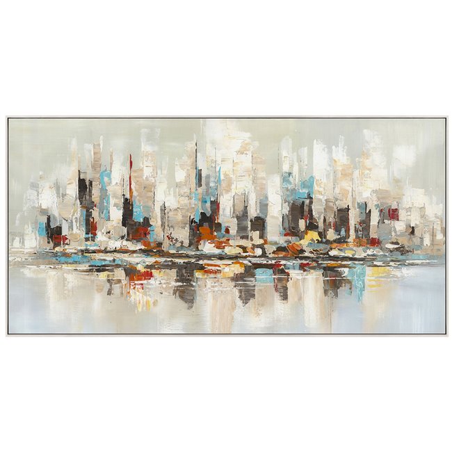 Canva Orange and Teal Skyline, 70x140cm