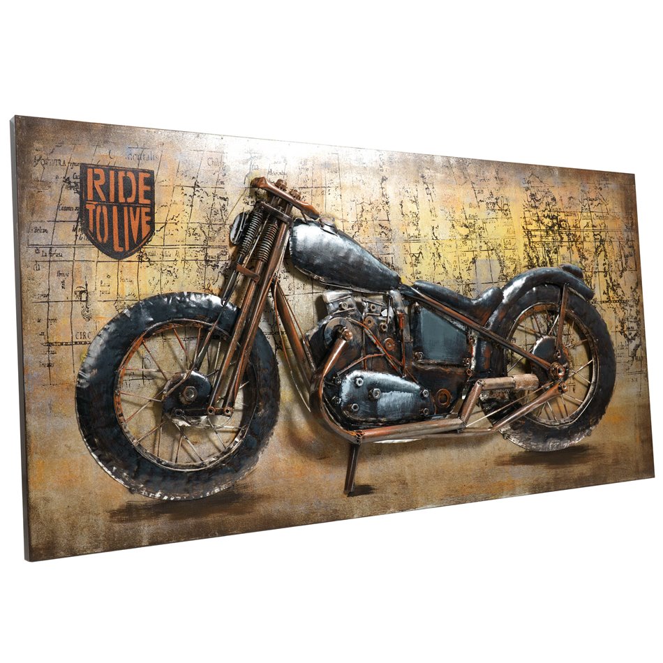 Настенный декор Black Motocycle, металл, 140x70cm