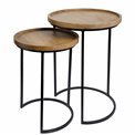 Side table set 2 Sagen, mango wood/metal, D40cm H55cm, D34cm H46cm