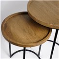 Side table set 2 Sagen, mango wood/metal, D40cm H55cm, D34cm H46cm