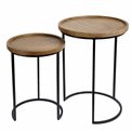 Side table set 2 Sagen, mango wood/metal, D40cm H55cm, D34cm H46cm