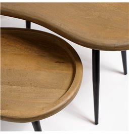 Side table set 2 Sagonne, mango wood/metal, 70x38cm H40cm, 60x36cm H30cm