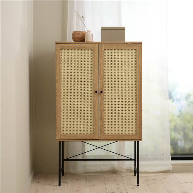 Cabinet Usakola, natural color, MDF, H135x80x40cm
