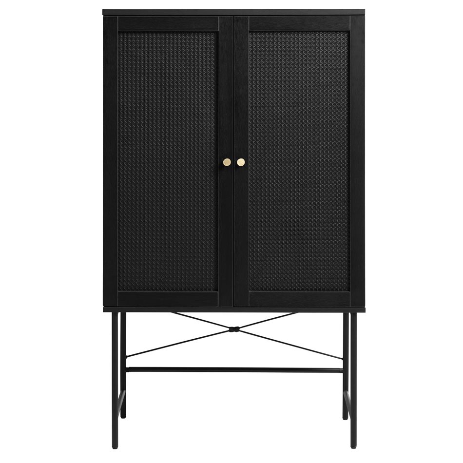 Cabinet Usakola, black, MDF, H135x80x40cm