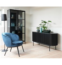 Display cabinet Ukarmel, black, steel/tempered glass, H190x90x40cm