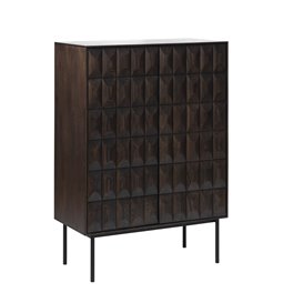 Skapis Ulatin, tumša espresso krāsa, ozolkoka finierējums/ozolkoka masīvkoks, H130x90x45cm