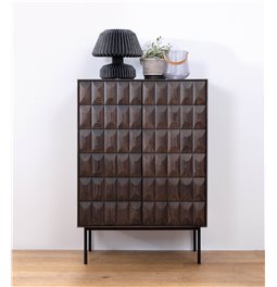 Skapis Ulatin, tumša espresso krāsa, ozolkoka finierējums/ozolkoka masīvkoks, H130x90x45cm