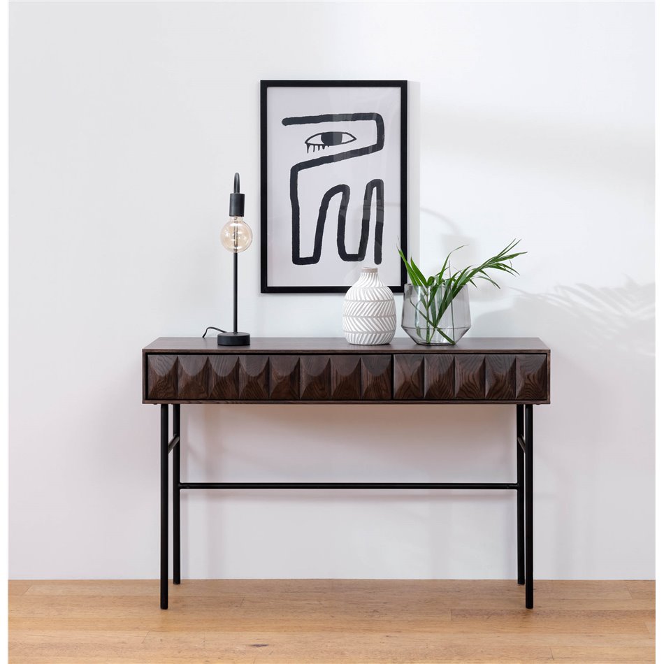 Coffee table Ulatin, dark espresso color, oak veneer/solid oak, H76x116x39cm