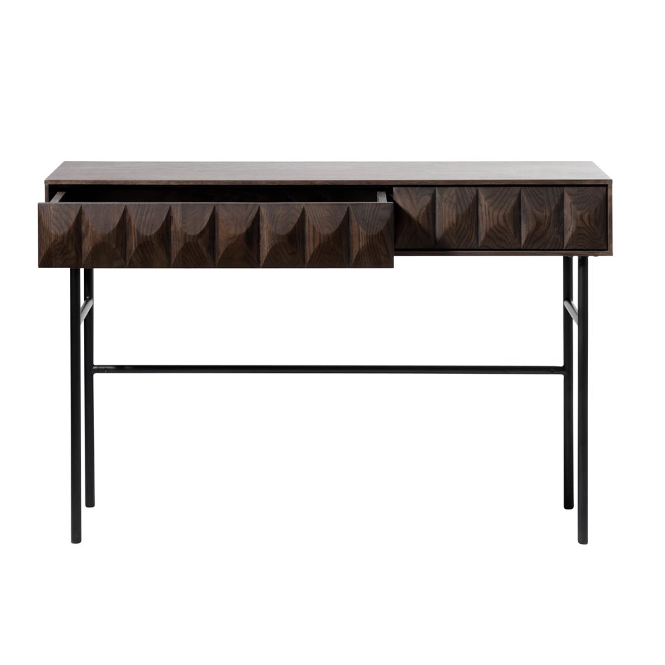 Coffee table Ulatin, dark espresso color, oak veneer/solid oak, H76x116x39cm