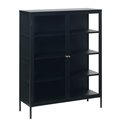 Cabinet Ukarmel, black, steel/tempered glass, H140x110x40cm