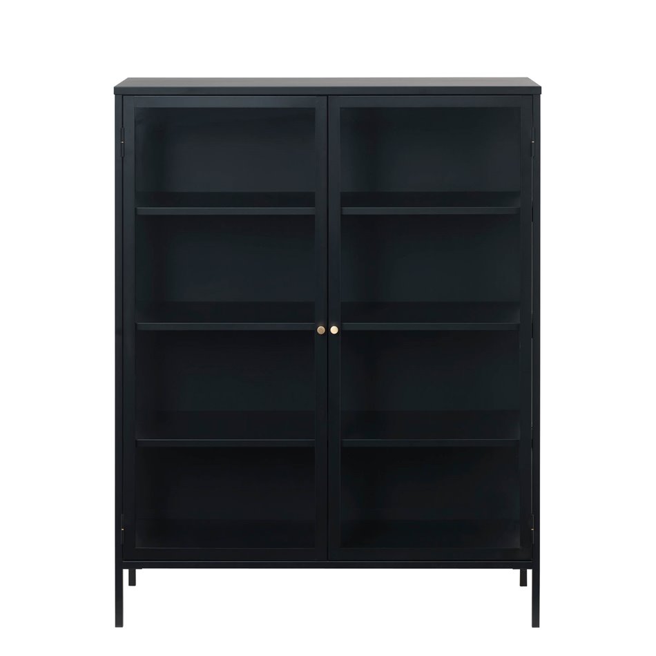 Cabinet Ukarmel, black, steel/tempered glass, H140x110x40cm