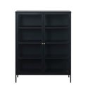 Cabinet Ukarmel, black, steel/tempered glass, H140x110x40cm