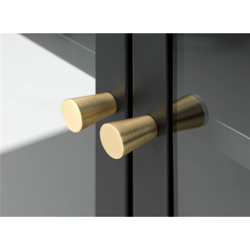 Cabinet Ukarmel, black, steel/tempered glass, H140x110x40cm