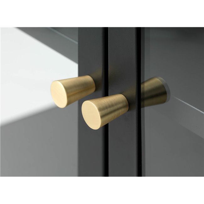 Cabinet Ukarmel, black, steel/tempered glass, H140x110x40cm