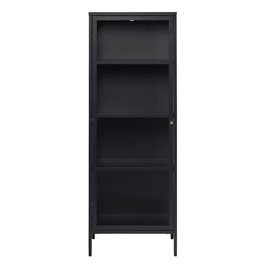 Display cabinet Ukarmel, black, steel/tempered glass, H160x58x40cm