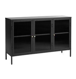 Cabinet Unbronk, black, metal/steel/glass, H85x132x40cm