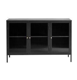 Cabinet Unbronk, black, metal/steel/glass, H85x132x40cm