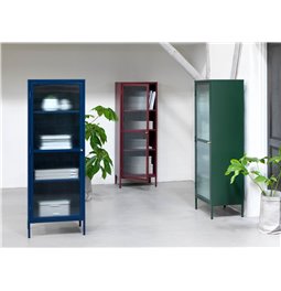 Display cabinet Unbronk, dark green, metal/steel/glass, H160x58x40cm