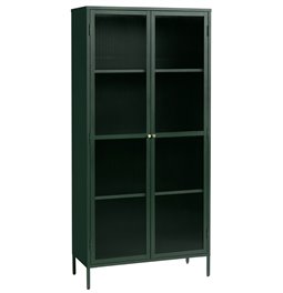 Display cabinet Unbronk, dark green, metal/steel/glass, H190x90x40cm