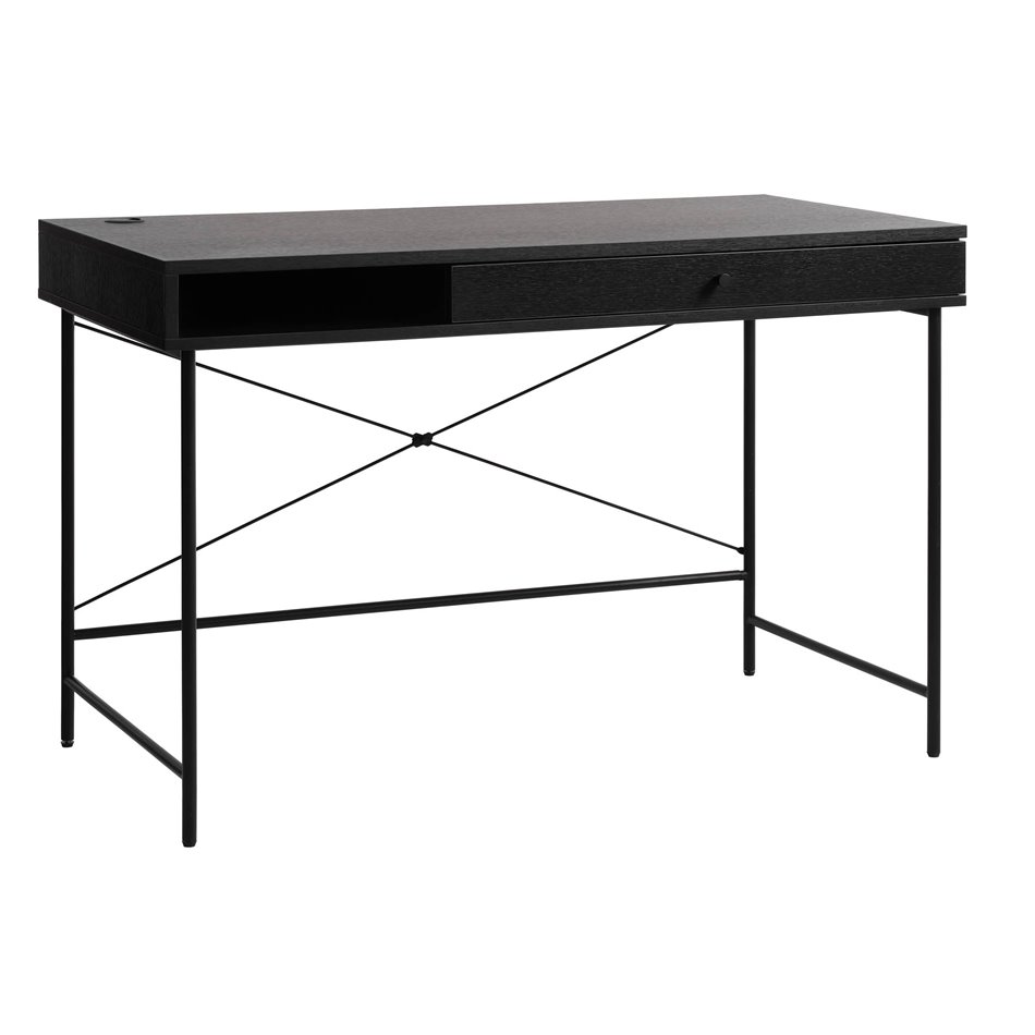 Office table Usakola, black, MDF/metal, H76x120x60cm