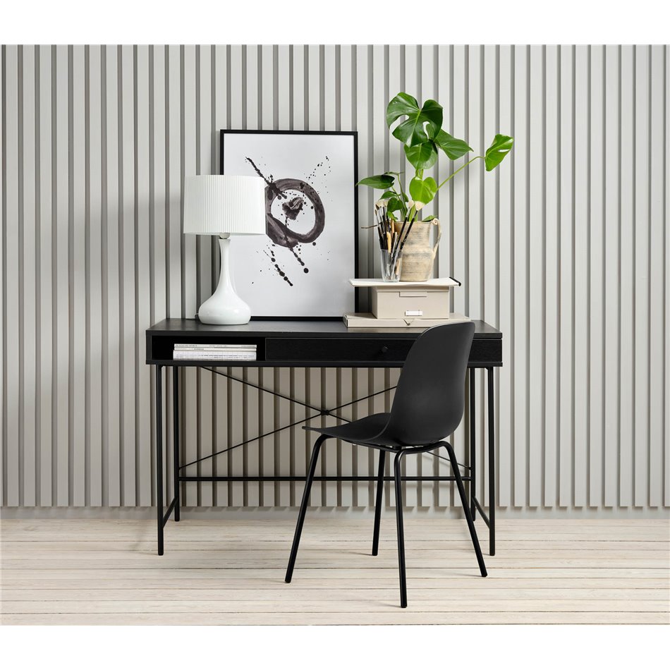 Office table Usakola, black, MDF/metal, H76x120x60cm