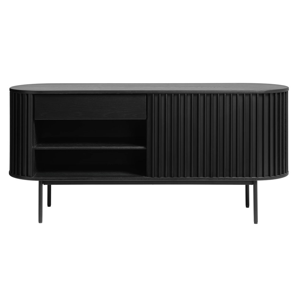 Комод Usien, черный, шпон дуба/массив дуба, H73х160х45см