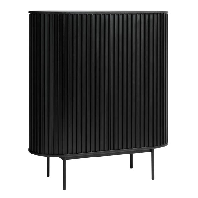 Cabinet Usien, black, oak veneer/solid oak, H125x110x45cm