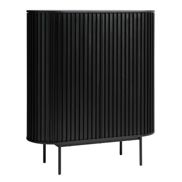 Шкаф Usien, черный, шпон дуба/массив дуба, H125х110х45см