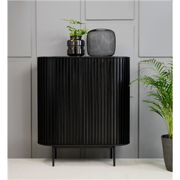 Шкаф Usien, черный, шпон дуба/массив дуба, H125х110х45см