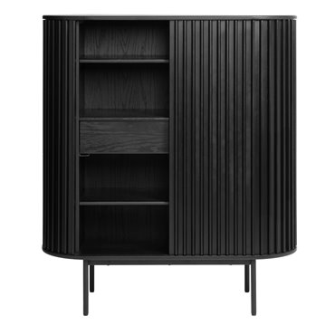 Шкаф Usien, черный, шпон дуба/массив дуба, H125х110х45см