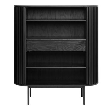 Шкаф Usien, черный, шпон дуба/массив дуба, H125х110х45см