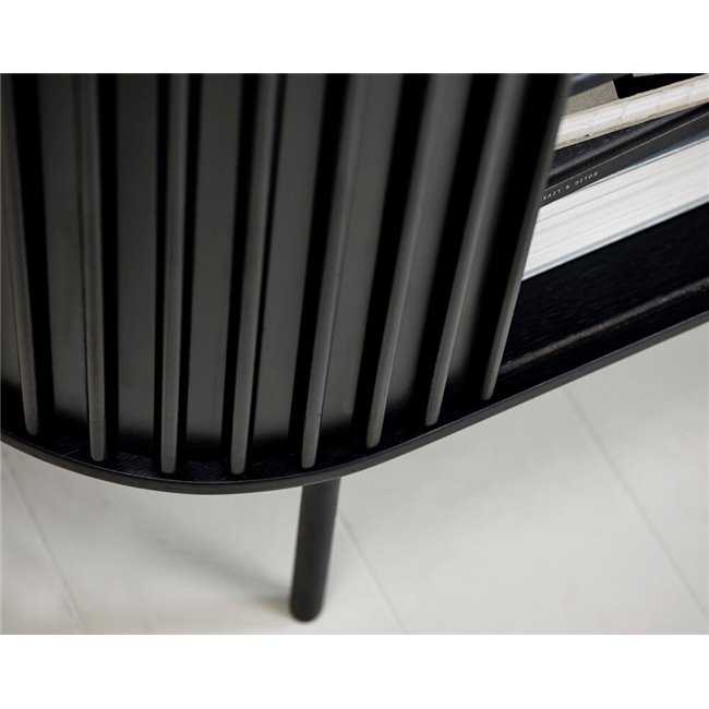 Cabinet Usien, black, oak veneer/solid oak, H125x110x45cm